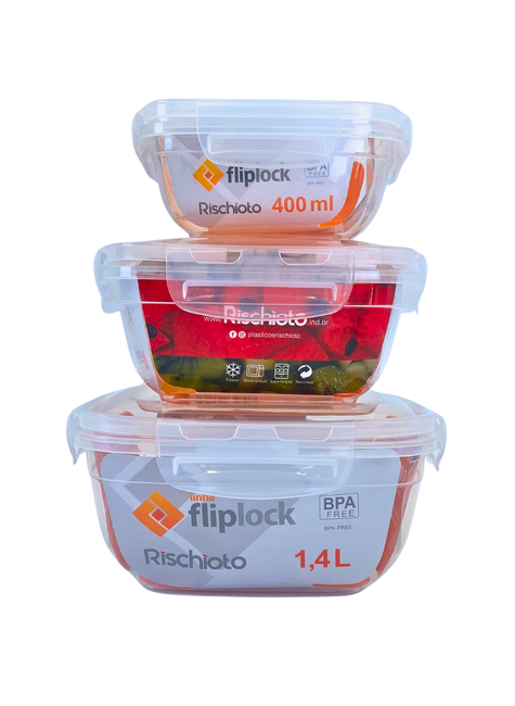 POTES RISCHIOTO DA LINHA FLIPLOCK - Quadrado 1,4 L