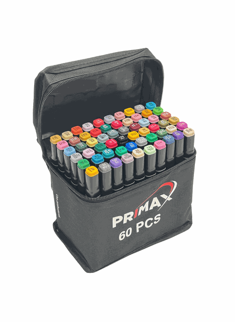 Kit de Canetinhas Ponta Dupla Primax 24x 60x ou 120x Unidades 60 PCS