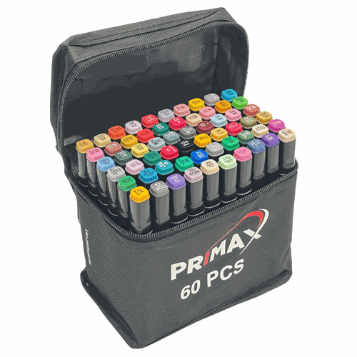 Kit de Canetinhas Ponta Dupla Primax 24x 60x ou 120x Unidades 60 PCS